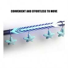 Shower Curtain Hooks, 12Pcs Starfish Anti Rust Decorative Resin Shower Curtain Rings Hooks Bathroom Bedroom Living Room Decor Shower Rods Curtains Window Hangings Holder - Azul - Ver 6