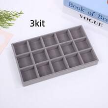 Bandeja Porta Jóias de Veludo - Organizador para Closet e Gavetas! Ideal para bijuterias, relógios e acessórios, prática e elegante - Cinza - Visão 15