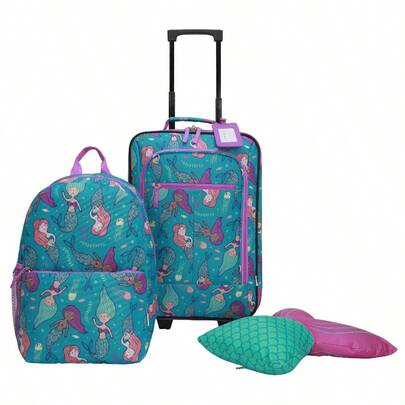 CRCKT 4 - Piece Softside Luggage Set, Includes 18 Inch Carry - On, 12 Inch Backpack, Plush Critter That Turns Into A Neck Roll Pillow, And A Matching Luggage, Com Exclusive