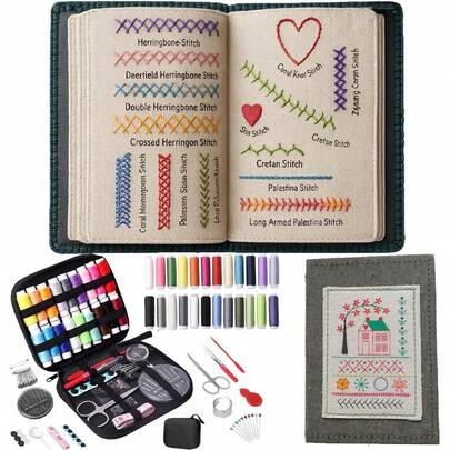 KLONKEE 2026 Upgraded Embroidery Kit, Includes 106 Illustrated Embroidery Patterns, Tools And Tutorials, 86 Beginner-Friendly Embroidery Sets, Portable Multifunctional One-Handed Embroidery Book, Suitable For Adults And DIY Craft Enthusiasts, Easy To Learn, Includes Needles, Embroidery Floss, Scissors, Templates, Fabric, Marker Pen, Threader, Storage Bag, Etc.