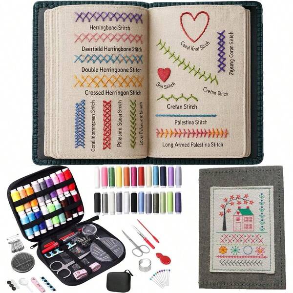 2026 Upgraded Embroidery Kit, Includes 106 Illustrated Embroidery Patterns, Tools And Tutorials, 86 Beginner Embroidery Sets, Portable Multifunctional One-Handed Embroidery Book, Suitable For Adults And DIY Craft Enthusiasts, Easy To Learn, Includes Needles, Embroidery Floss, Scissors, Templates, Fabric, Marker Pen, Threading Tools, Storage Bag, Etc.