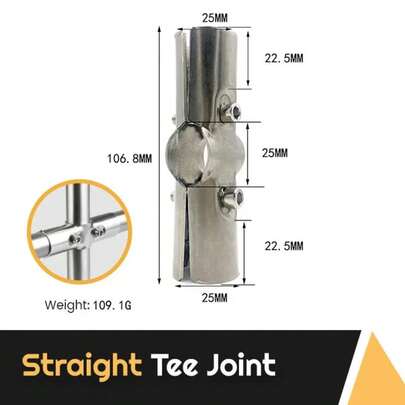 1Pc 25mm Round Pipe Joint Stainless Steel Tube Connector Clothes Display Rack Rod Support Holder Fixed Clamp Furniture Hardware