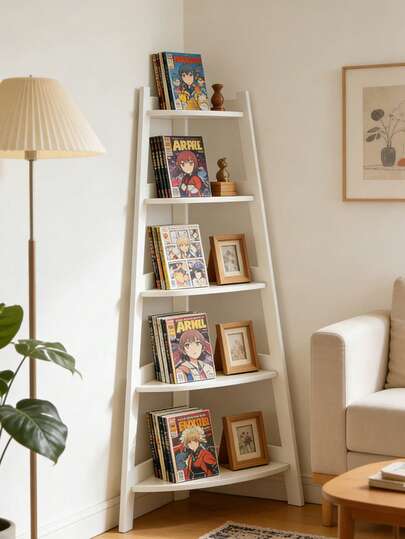 1 pieza Estante de flores triangular, estantería, estante de almacenamiento en escalera, estantería de pie multifuncional para balcón, estudio, sala de estar