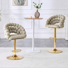 Barstools - Gray + Metal + Velvet + Metal - View 4