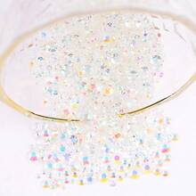 2MM-6MM, 5 Sizes, Assorted Transparent AB Color Resin Round Flat Bottom Crystal Rhinestone Jewelry DIY Beads, Suitable For Phone Cases, Nail Stickers, Clothes, Bags, Shoes, Crafts, Sparkling Nail Art Decorations