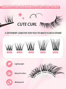 120Pcs C Curl Individual Cluster Lashes Cat Eye Look Segmented Individual False Eyelashes Spikes Individual Eyelash Extensions - Black - View 8