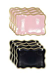 1/5/10pcs Elegant Gold Rimmed Rectangular Paper Plates, Suitable For Dessert Display, Dining Table Party, Cupcake Display, Birthday Party, Wedding, Bridal Shower, Picnic, Everyday Home Use - Multicolor - View 8