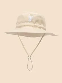 1 chiếc mũ tai bèo dễ thương cho bé - Mũ vành rộng chống nắng với các chữ cái thêu từ A-Z, dây đeo cằm có thể điều chỉnh, thích hợp cho bãi biển và các hoạt động ngoài trời hàng ngày. - Màu be - Chữ vá - Xem 23