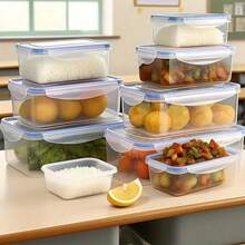 8pcs Set Of 4 Containers + 4 Lids, Lunch Boxes, Multi-Size Kitchen Storage Plastic Containers, Kitchen Storage Supplies, Can Be Used For Cold Storage - Multicolor - View 11