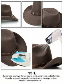 A Unisex Western Cowboy Top Hat With A Detachable Striped Floral Belt Buckle Is Perfect For Casual Daily Wear, Outdoor Activities, Horseback Riding, Music Festivals, Party Stage Performances And Western Cowboy Gatherings. It Is Also The Best Choice As A Fashionable Hat (One For Everyone). - Pu Flower Diamond Hat - View 4