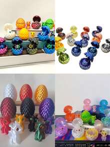 4/5 pièces Ensemble d'œufs de petit dragon cristallin imprimé en 3D, petit dragon mignon à retourner, œuf de dragon réaliste, modèle créatif de décoration, convient pour la décoration de la maison et du bureau, le meilleur cadeau artisanal pour hommes et femmes (couleur des yeux aléatoire) - Multicolore - Voir 20