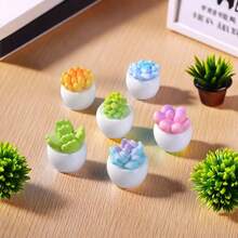 Conjunto de 6/12 Mini Vasos de Flores, Mini Figuras de Resina, Pequenas Plantas em Vasos, Mini Decorações, Vasos para Suculentas, Ideais para Decoração de Jardim, Decoração de Paisagem em Miniatura, Decoração de Mesa, Artesanato DIY, Decoração de Casamento - Multicolorido - Ver 2