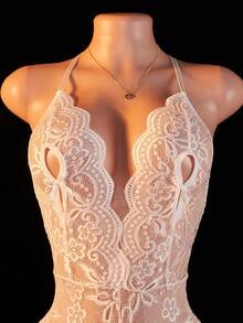 Ren Mở đáy Nội y sexy Áo liền quần chặt , Đàn hồi , Sự cám dỗ , Đúng mốt Và Cá nhân hóa - trắng - Xem 5