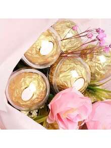 10pcs/Set Chocolate Flower Stand, Transparent Sphere Chocolate Decor Flower Stand For Valentine's Day, Anniversary, Birthday, Wedding, Holiday Gift Packaging - Multicolor - View 6