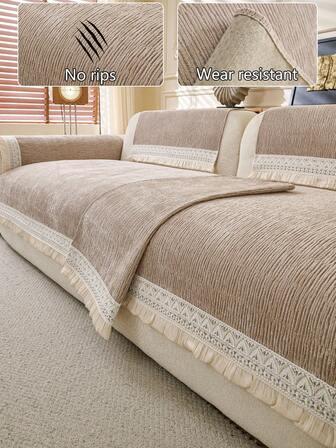 1 pieza Funda de cojín para sofá para todas las estaciones, protector de asiento de sofá minimalista moderno antideslizante, funda de sofá a prueba de polvo y lavable, color caqui fresco y suave, resistente al color, apto para mascotas, se ajusta a sofás en forma de L y de 1/2/3/4 plazas