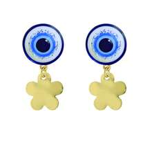 1 Pair 2025 New Design Devil's Eye Heart Pendant Earrings For Women Girls, Stainless Steel Gold Plated Anti Rust Jewelry - Gold - View 5