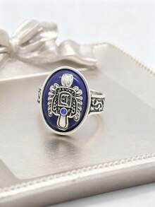 Vampire Rings Daylight Rings Vintage Crystal Ring With Blue Lapis Fashion Movies Jewelry Cosplay - Silver - View 3