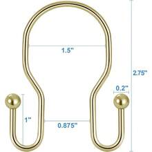 - Juego de 24 ganchos de cortina de ducha de doble cara, a prueba dex ido para cortina de ducha, ganchos de ducha de acero inoxidable, anillos para barras de ducha, color dorado - Dorado - Ver 7