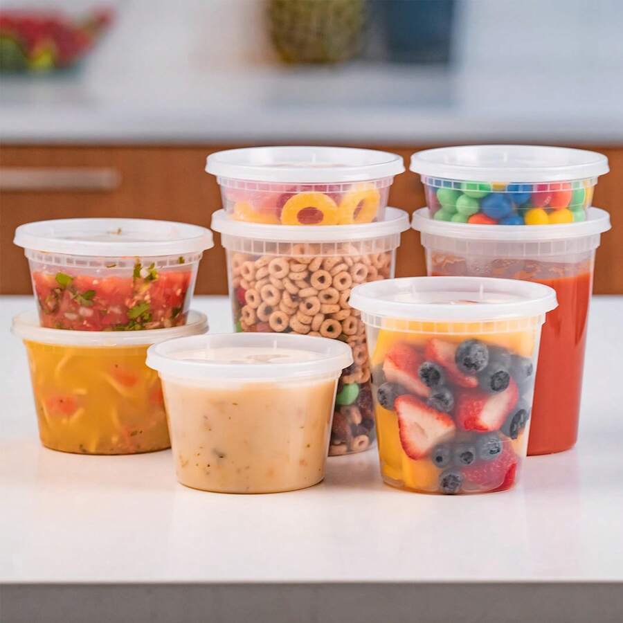 12/24Pcs Plastic Storage Containers With Lids - Reusable Food Containers For Home & Business - Microwave & Freezer Friendly - Dishwasher - Secure & Tight Fitting Covers - Multicolor - View 1