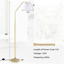Lifezeal 66" Arc Floor Lamp With Adjustable Lamp Head, Pleated Lampshade & Foot Switch - View 4