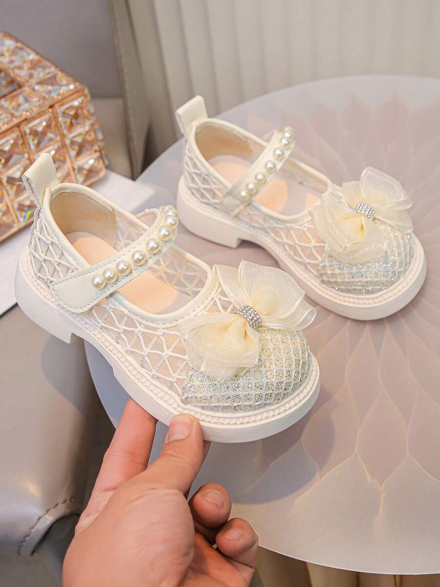 女童轻便平底乐福鞋,公主风英伦便士鞋,新款厚底女童休闲真皮乐福鞋,防滑英伦风彩色儿童厚底鞋,公主风亮面平底牛津鞋,四季皆宜 - 白色 - 查看 1