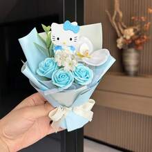 Sanrio Artificial Flowers Hello Kitty Cartoon Cute Plush Flower Bouquet, Hello Kitty Artificial Rose Eternal Flower Bouquet, Hello Kitty Kawaii Desktop Decor, Surprise Gift For Valentine's Day, Christmas, Mother's Day, Daily Life, Hello Kitty Party Souvenir - Multicolor - View 3