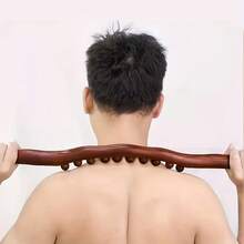 Massage Tool, Manual Wooden Massage Stick, With 8 Skin-Friendly Beads, Suitable For Waist/Abdomen/Legs/Hands/Back Body Shaping Massager, Body Beauty Equipment, Single Row 8 Beads Rolling Stick Carbonized Massage Stick One For The Whole Body General Gua Sha Belly Rub Professional Meridian Stick. Gifts, Suitable For Both Men And Women