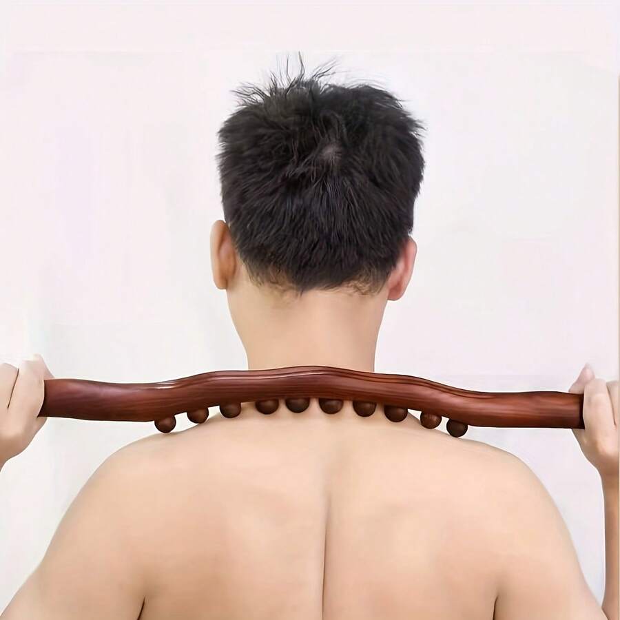 Massage Tool, Manual Wooden Massage Stick, With 8 Skin-Friendly Beads, Suitable For Waist/Abdomen/Legs/Hands/Back Body Shaping Massager, Body Beauty Equipment, Single Row 8 Beads Rolling Stick Carbonized Massage Stick One For The Whole Body General Gua Sha Belly Rub Professional Meridian Stick. Gifts, Suitable For Both Men And Women