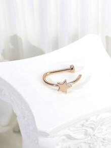 1/3/5 pièces Faux anneau de nez style punk plaqué or 18 carats, clip de nez en acier inoxydable anneau de septum pour adolescents - Multicolore - Voir 11