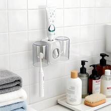Combined Toothbrush Cup Holder - Wall Mount Organizer With Drainage, Hygienic Drying Function, Space Efficient Bathroom Essential, Easy Clean Surface, Adhesive Installation System, Complete Bathroom Organization, Water Runoff Design - Nhiều màu - Xem 9