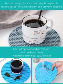 1pc/Set Silicone Insulation Pad – Modern Black Honeycomb Textured Round Hot Pot Mat, Heat Resistant Kitchen Items, Ideal Christmas Holiday Home Gift For Table Protection - Multicolor - View 9