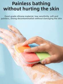 1pc (Random Color) Shampoo Brush Massage Hair Washing Tool, Scalp Massager Comb, Hair Cleaning Brush, Square Bathroom Shower Scrub Brush, Silicone Head Massage Scrubber