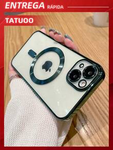 1 Piece Plating Phone Case With Camera Protection, Magnetically Induced Ultra-Thin TPU Clear Case, Compatible With Apple 16/16Pro/16Plus/16Pro Max - 綠色 - 查看 8