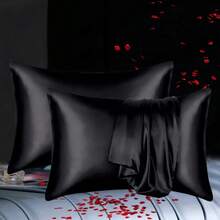 4 Pieces Of 100% Mulberry Silk Pillowcases, Silk Pillowcases, Suitable For Hair And Skin, Silk And Soft Bed Pillowcases, With Invisible Zipper, For Ladies And Men - Gói 2 màu đen - Xem 4
