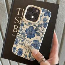 1 pieza Funda de teléfono de material TPU con delicado patrón floral azul y blanco, compatible con iPhone 17 Pro Max/17/16 Pro Max/15/13/12/11, S20 FE/A15/S24/A55, compatible con Redmi Note 11/Note 12/Note 13 Pro, cobertura completa, protección suave anti-caídas - Blanco - Ver 2