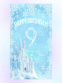 Banner phông nền tiệc sinh nhật chủ đề Frozen bằng polyester, in hình lâu đài, phù hợp cho sinh nhật lần thứ nhất, trang trí nhà cửa cho tiệc sinh nhật. - Màu xanh nhạt - Xem 29