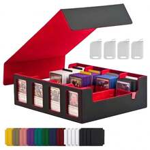 3000+ Capacity Commander Deck Box With 4 Top Loaders, 24 Color Divider Tabs, Suitable For TCG, Sports Cards, Versatile Compartment Card Holder Box With Flip-Top Window, Portable And Elegant Game Card Storage Case - Multicolor - View 4