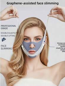 高级提拉紧致绷带 | 可水洗下巴塑形带 | 舒适全天佩戴V字脸面膜 - 藍白色 - 查看 10