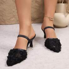 女士闭趾高跟凉鞋，时尚百搭假日派对高跟鞋，夏季凉鞋 - 黑色 - 查看 2