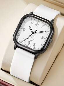 男女通用时尚休闲石英腕表，优雅方形表盘设计（无表盒）