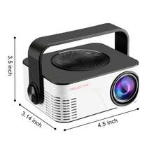 1pc M40 Portable Mini Projector With WiFi, 1080P HD, 180° Rotatable Stand, Built-In Apps, Compatible With IOS/Android/Windows/USB, 60 ANSI Lumens, 16:9 Screen Ratio, LCD Display, Button Control, 100-240V Power, No Battery Required - Black and White - View 3