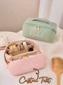 Customized Name Makeup Bag. Personalized Letter Combination Cosmetic Bag. Sanitary Pad Storage Bag. Travel Makeup Bag. Leather Toiletry Bag. Personalized Storage Bag. Bridesmaid Birth Month Bag, Bridal Shower Gift, Bachelorette Party Favor, Bridesmaid Gift Card, Versatile Use, Ideal Gift For Her, Girlfriend, Wife, Boyfriend, Valentine's Day Gift