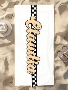 Lightweight Personalized Racing Pattern Text Customized Beach Towel - Ultra Soft Polyester Fiber, Fast Drying&Super Absorbent, Suitable For Beaches, Pools, Camping And Travel - Perfect Gift For Family And Friends, Beach Towel