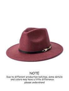1pc Unisex Autumn/Winter Wide Brim Wool Felt Hat, Elegant Leather Belt Decor Personalized Casual Fashion Cowboy Hat, Suitable For Party, Gathering, Western Themed Events, Daily Wear - MZ1148 - View 15