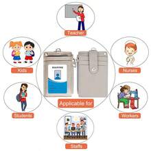 1个挂在脖子上的拉链卡盒，PU皮革材质，便携轻巧，教师学生工作用品卡套，可收纳校园卡、身份证、公交卡等，学生和员工徽章挂绳通用，适用于学生、员工和教师。 - 灰色 - 查看 6