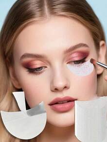 50pcs White Small Eyeshadow Stickers, Makeup Isolation Stickers, Disposable Lint-Free Makeup Pads, Cosmetic Tools - White - View 1