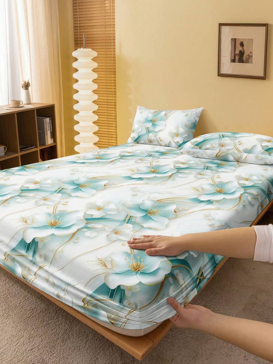 1 Ga trải giường họa tiết hoa màu xanh lá nhạt, tấm bảo vệ nệm họa tiết cành cây, ga phủ nệm ngày Valentine cho giường, mềm mại và thoáng khí, phù hợp với mọi kích cỡ giường - đơn, đôi, cỡ King, cỡ Queen. Ga trải giường có độ sâu lên đến 11,8 inch, họa tiết hoa lá, thoáng khí, không nhăn, giúp ngủ ngon hơn, có thể giặt máy, kiểu dáng hiện đại. - Màu xanh Bạc hà - Xem 1