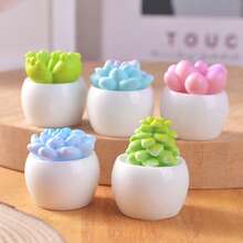 Conjunto de 6/12 Mini Vasos de Flores, Mini Figuras de Resina, Pequenas Plantas em Vasos, Mini Decorações, Vasos para Suculentas, Ideais para Decoração de Jardim, Decoração de Paisagem em Miniatura, Decoração de Mesa, Artesanato DIY, Decoração de Casamento - Multicolorido - Ver 10