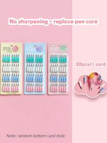 60/28/14 Piezas Lápiz mecánico automático con cadena de garra de gato, lindo lápiz mecánico HB de 1.6mm sin afilar para estudiantes de primaria, lápiz desmontable con forma de frijol, lápiz apilable de dibujos animados, útiles escolares y de oficina, juguete creativo - Multicolor - Ver 8