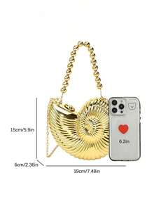 Conch Niche Design, Creative Acrylic Chain Bag, Women's Bag, Personalized Casual, Shoulder Bag, Snail Shape, Fashionable And Versatile Crossbody Bag, Suitable For Parties, Parties, Street Photography - Gold - View 7